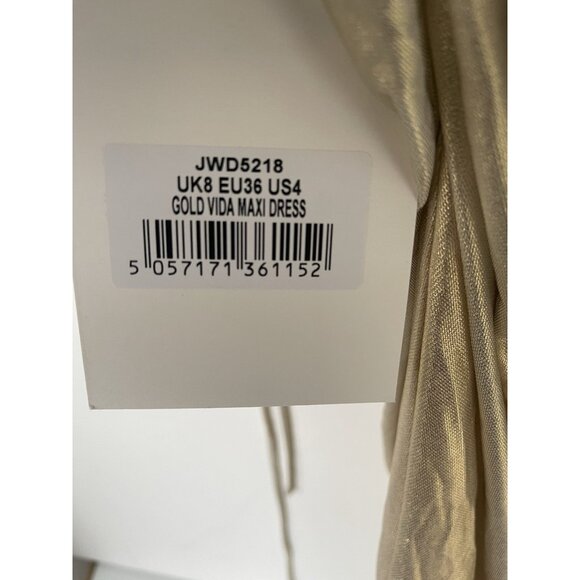 Jaded London Vida Maxi Dress Metallic Gold Cut-Out Halter Gown NWT Size US 4 - Picture 3 of 9